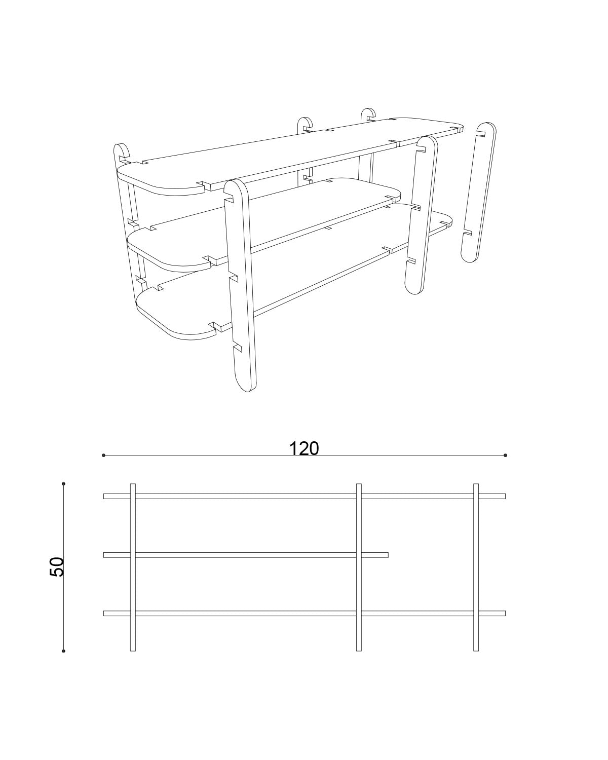 RACK TV DE MADERA 120 CM - MODULAR