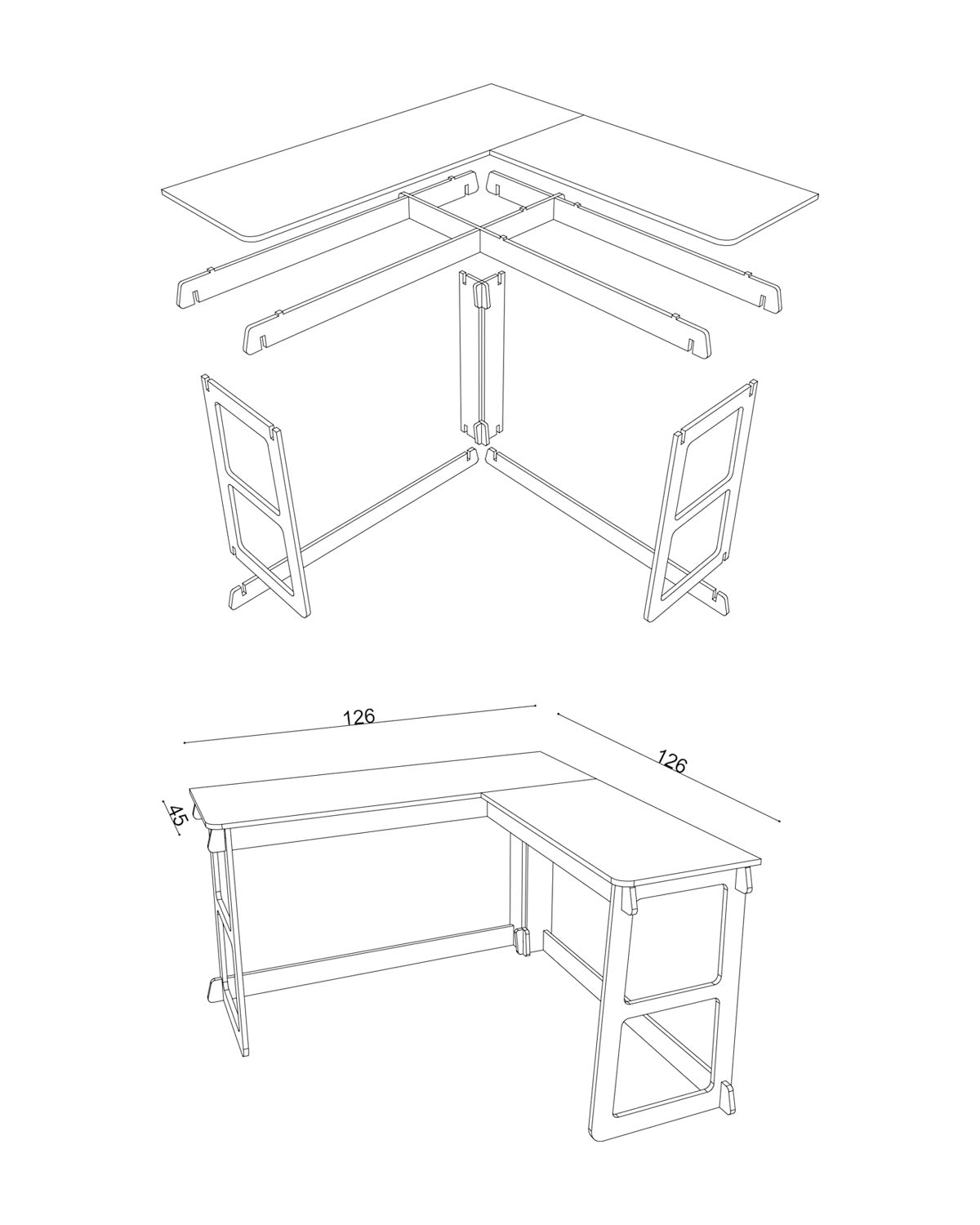 ESCRITORIO EN L MODULAR DE MADERA