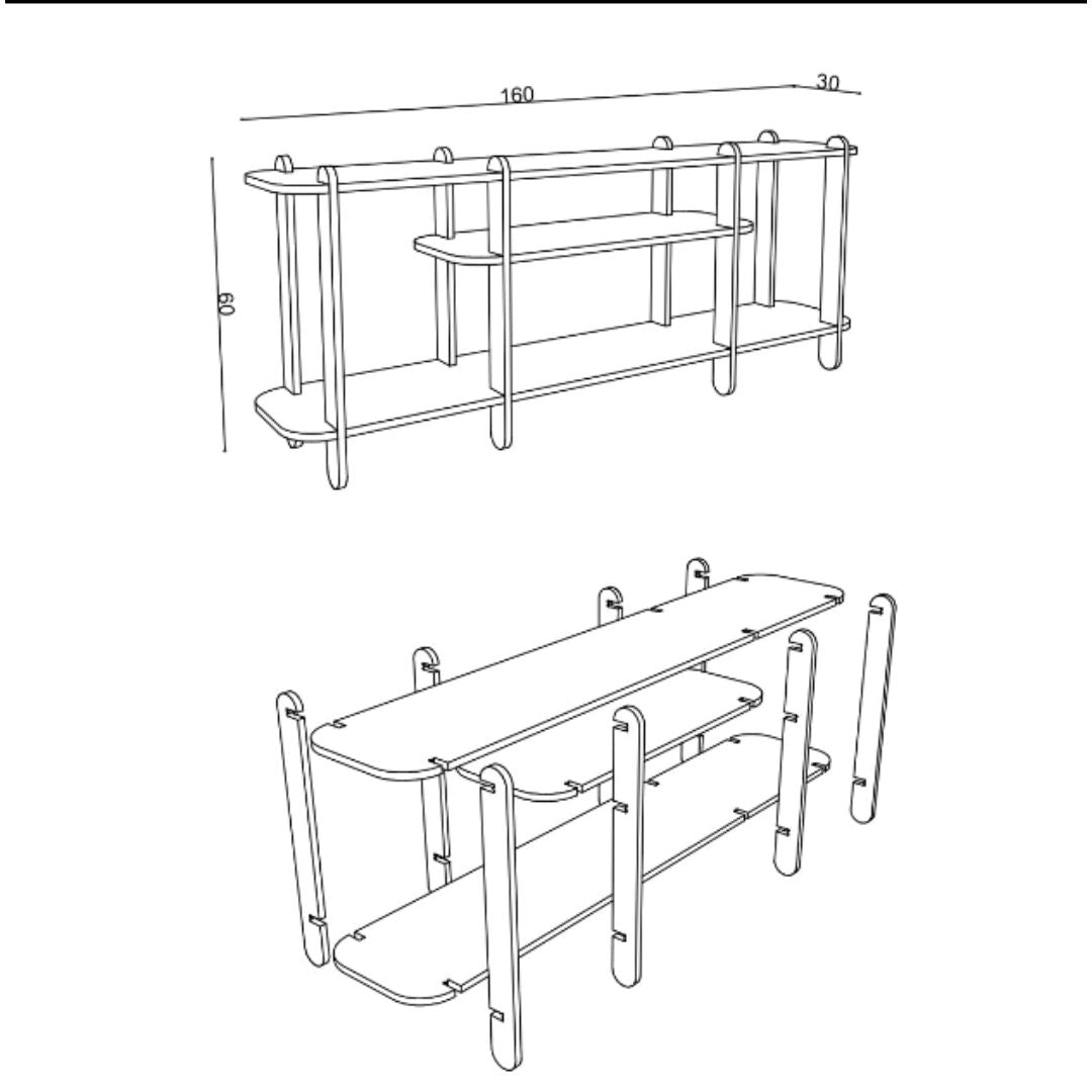 RACK TV DE MADERA 150 CM - MODULAR