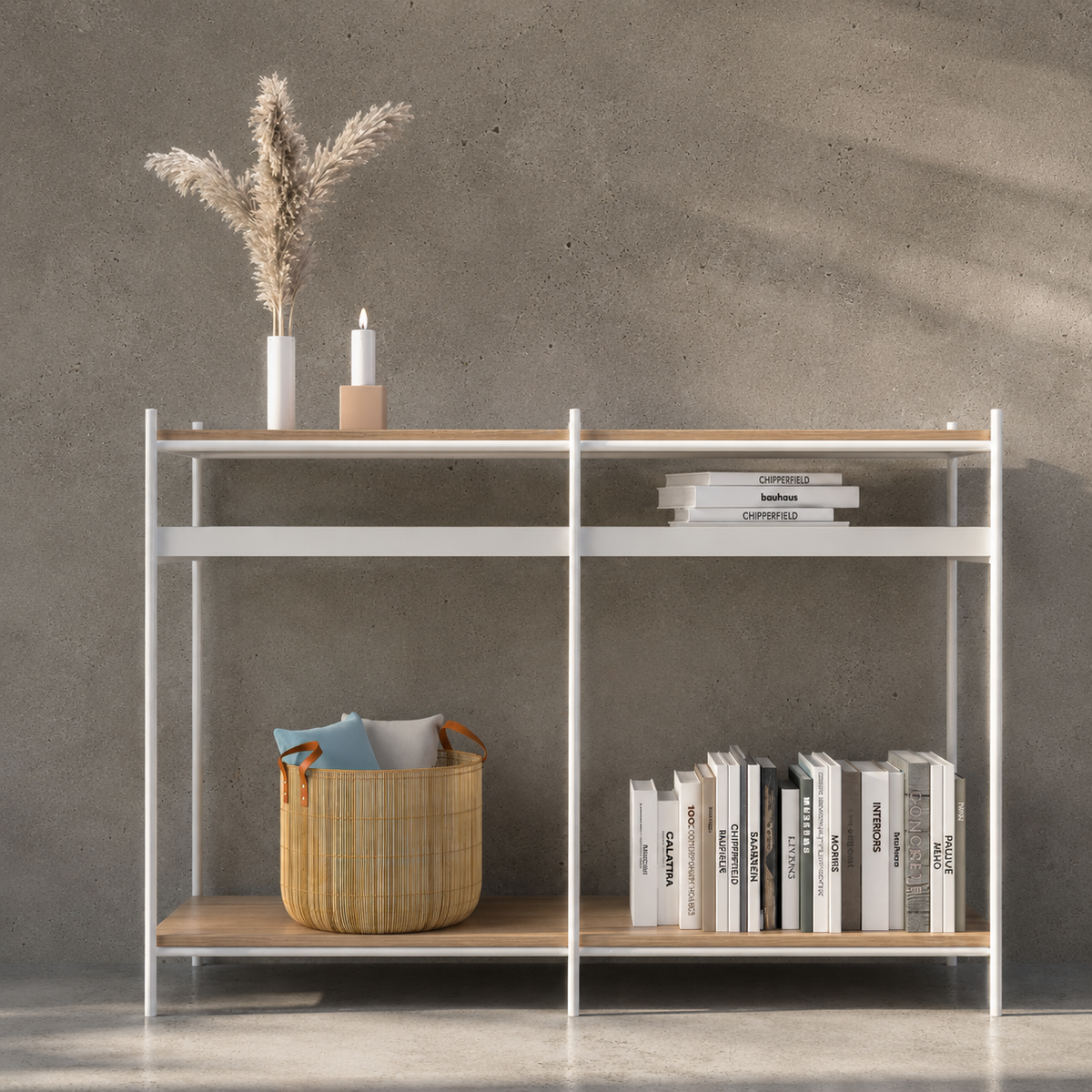 ARRIMO INDUSTRIAL BLANCO - arrimo de metal blanco con madera