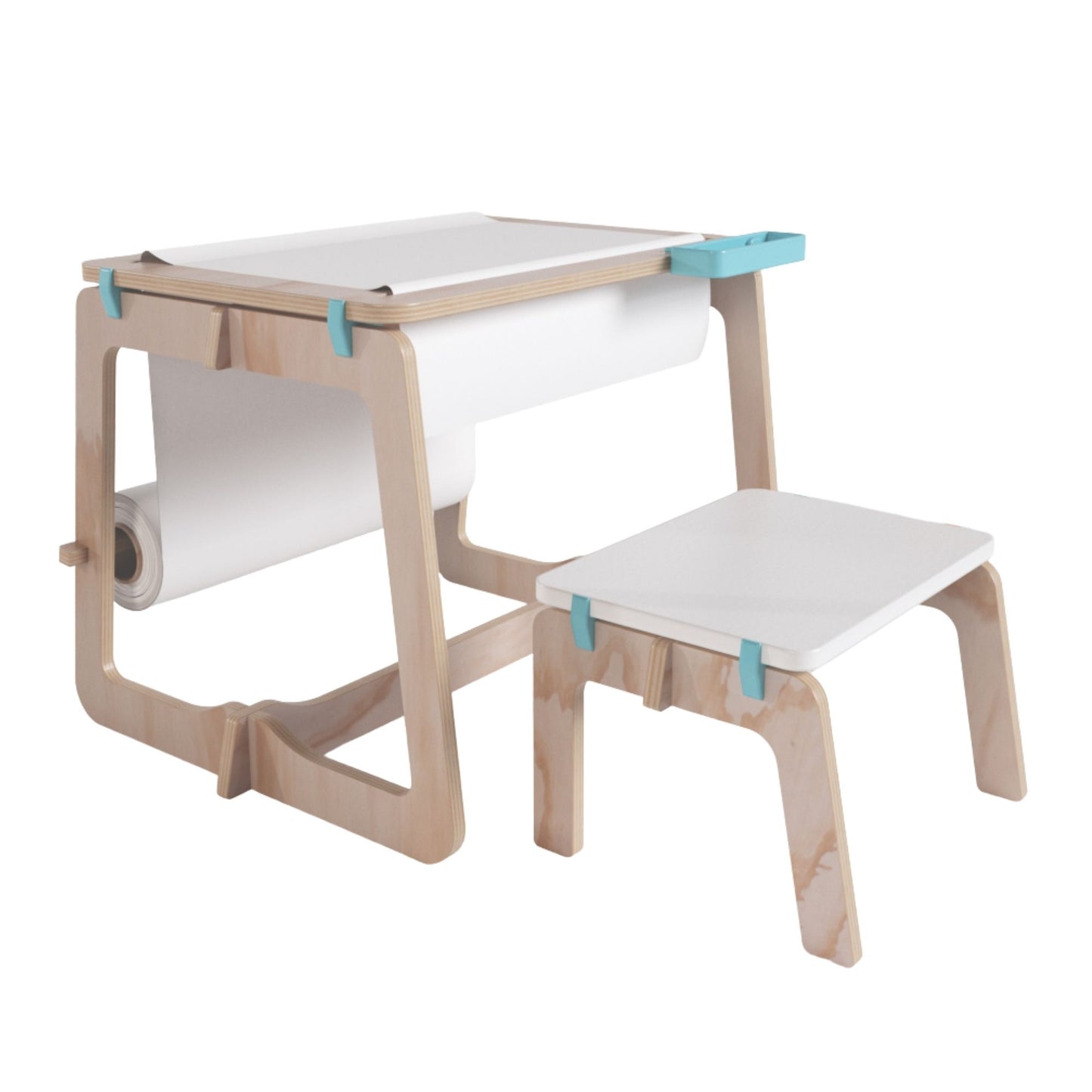 MESA DE DIBUJO INFANTIL CON ROLLO DE PAPEL Y BANCA