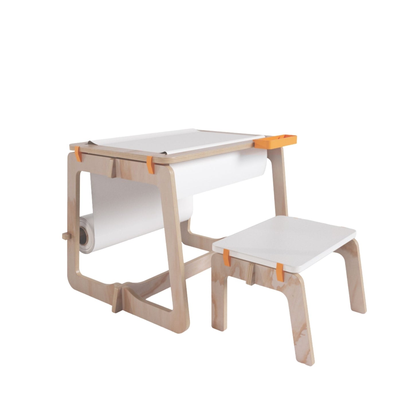 MESA DE DIBUJO INFANTIL CON ROLLO DE PAPEL Y BANCA