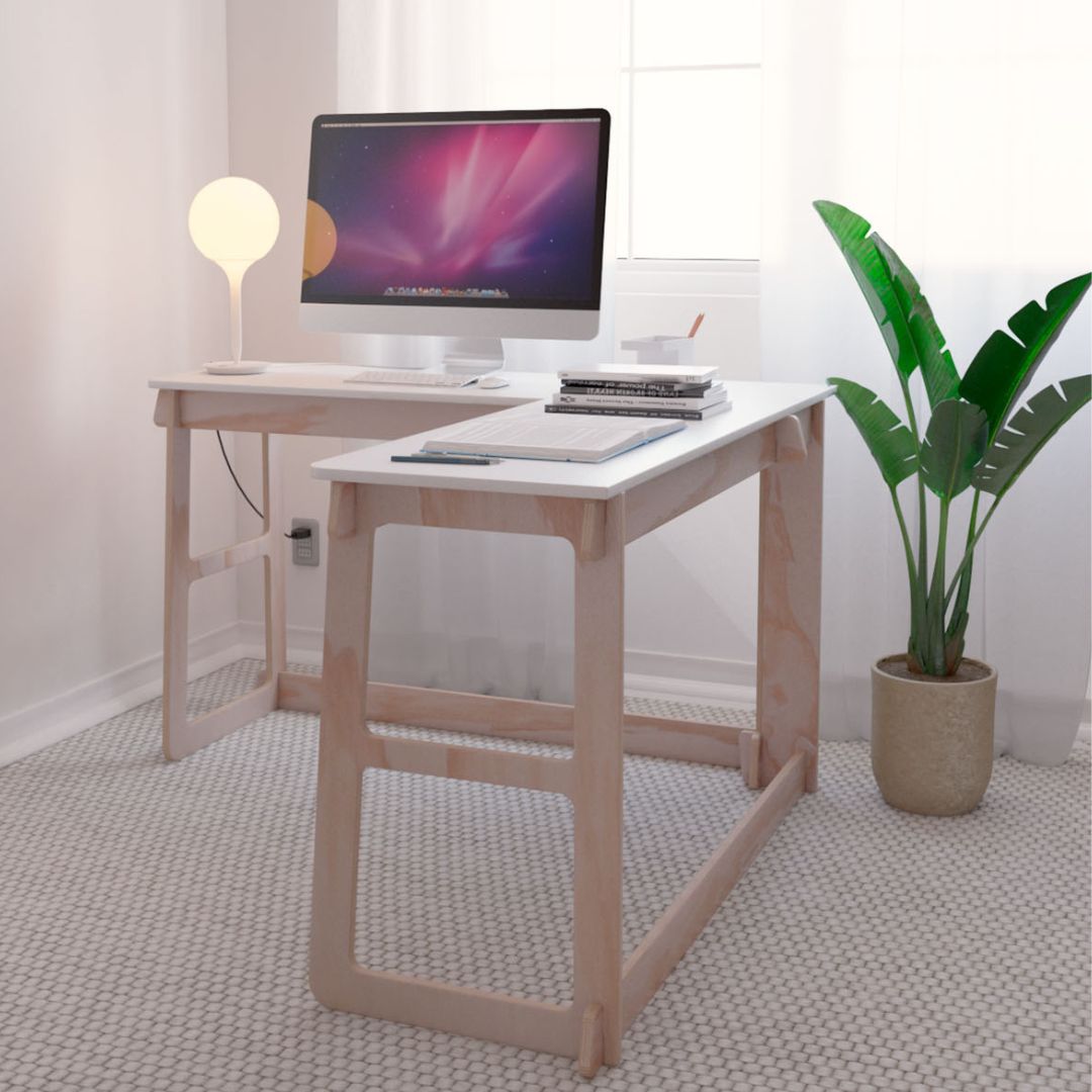 ESCRITORIO EN L MODULAR DE MADERA