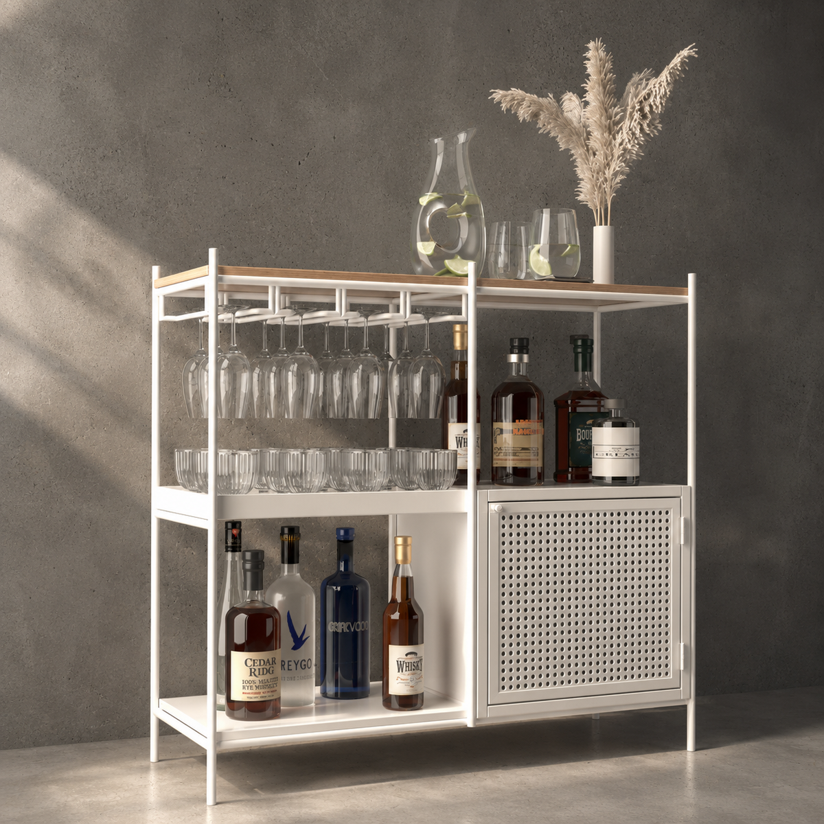 BAR INDUSTRIAL - BAR DE METAL PARA LIVING - Blanco