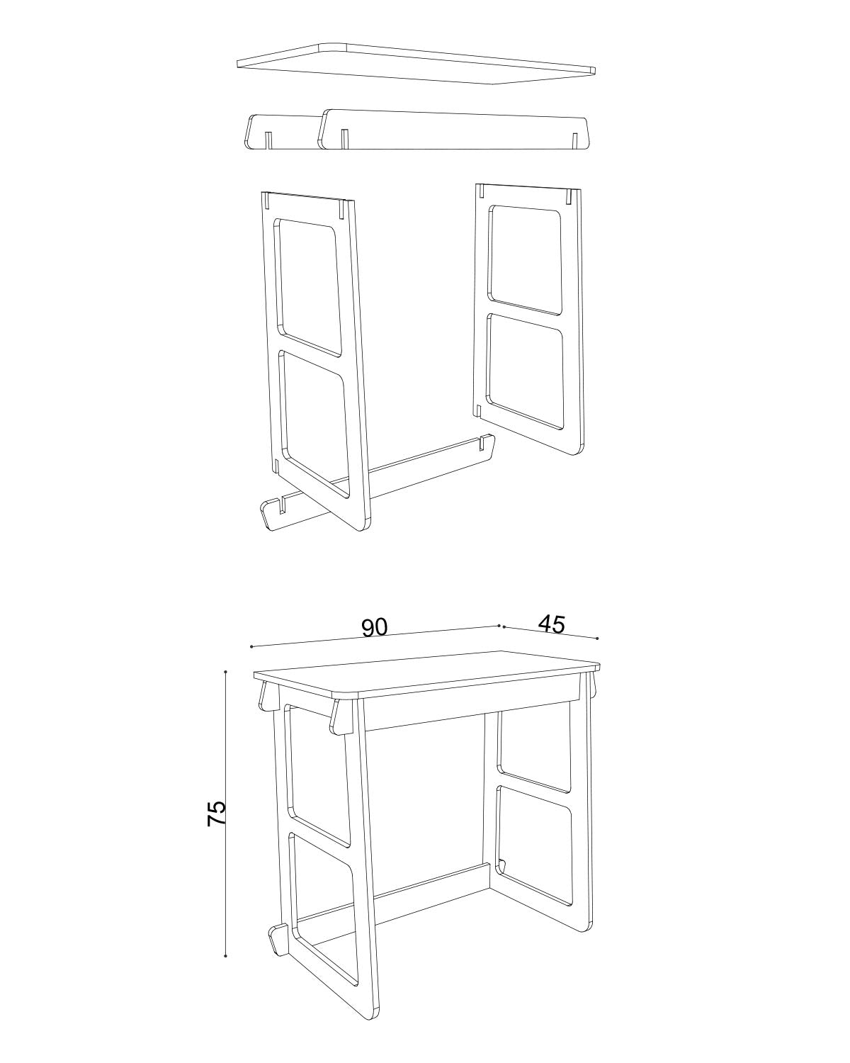 ESCRITORIO SIMPLE MODULAR DE MADERA