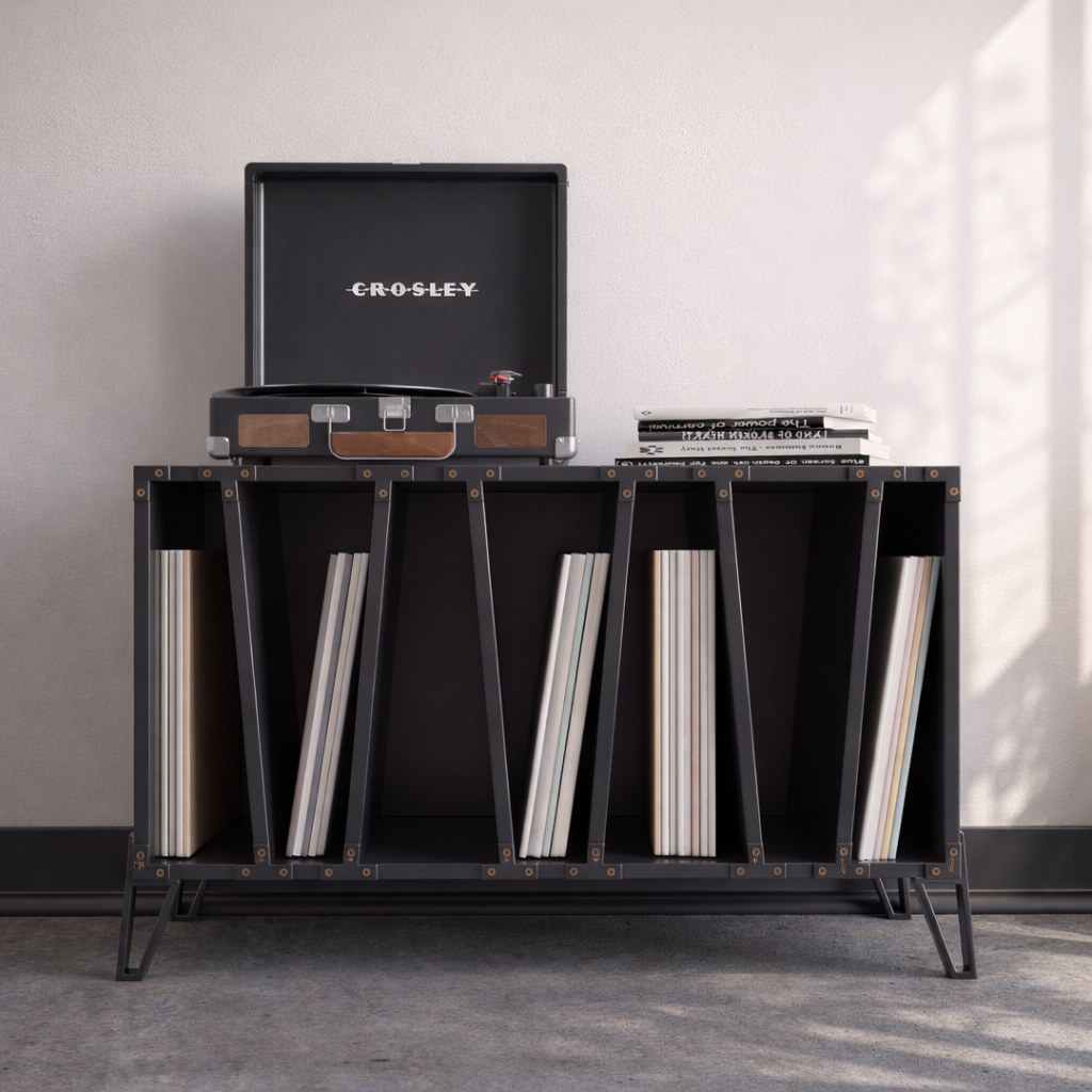 Mueble para vinilos Rock-D Negro de melamina negra, 80 x 50 cm - El Taller Once